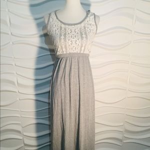 Xhilaration Sz M Grey Lace Overlay Top Maxi Dress